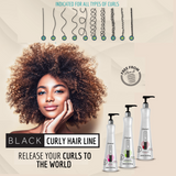 Curly hair line - 3 Steps Curly Line - Black Multi Rizos SET - Modeled, disciplined, hydrated curls, controlled volume and reduced frizz.