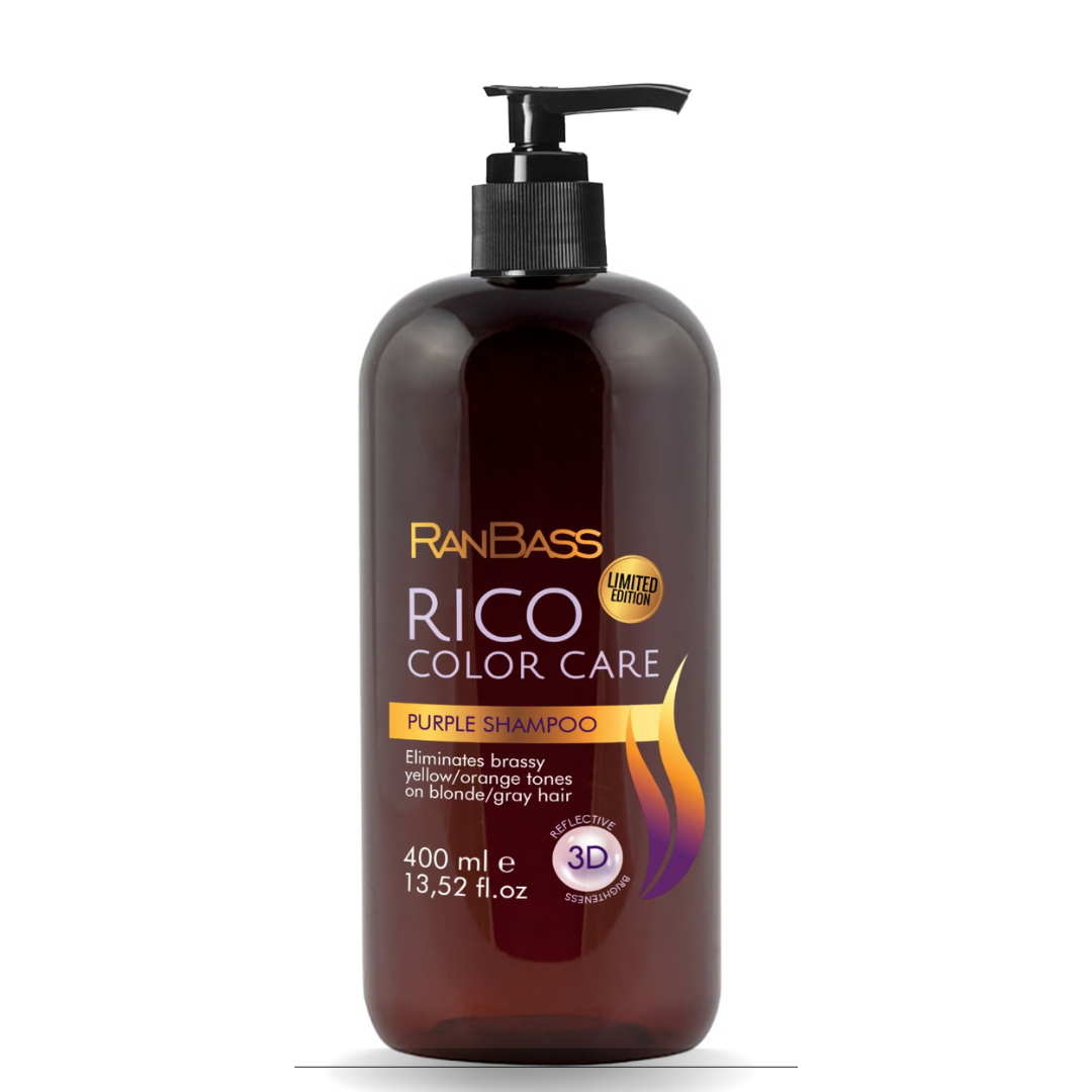 COMBO RICO COLOR CARE PURPLE SHAMPOO + COLOR MASK VIOLET - SPECIALLY DEVELOPED TO NEUTRALIZE THE GOLDEN REFLECTIONS OF THE THREADS + LEAVE-IN FINISHER GLOSS ILLUMINATOR MUTARI WITH SUNBLOCK - 240ML / 8.12FL OZ