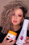 Curly hair line / Pequi Butter 250g / 8.8oz + Curly Activator 500ml / 17oz - 2 Steps SET - Modeled, disciplined curls, controlled volume and reduced frizz.