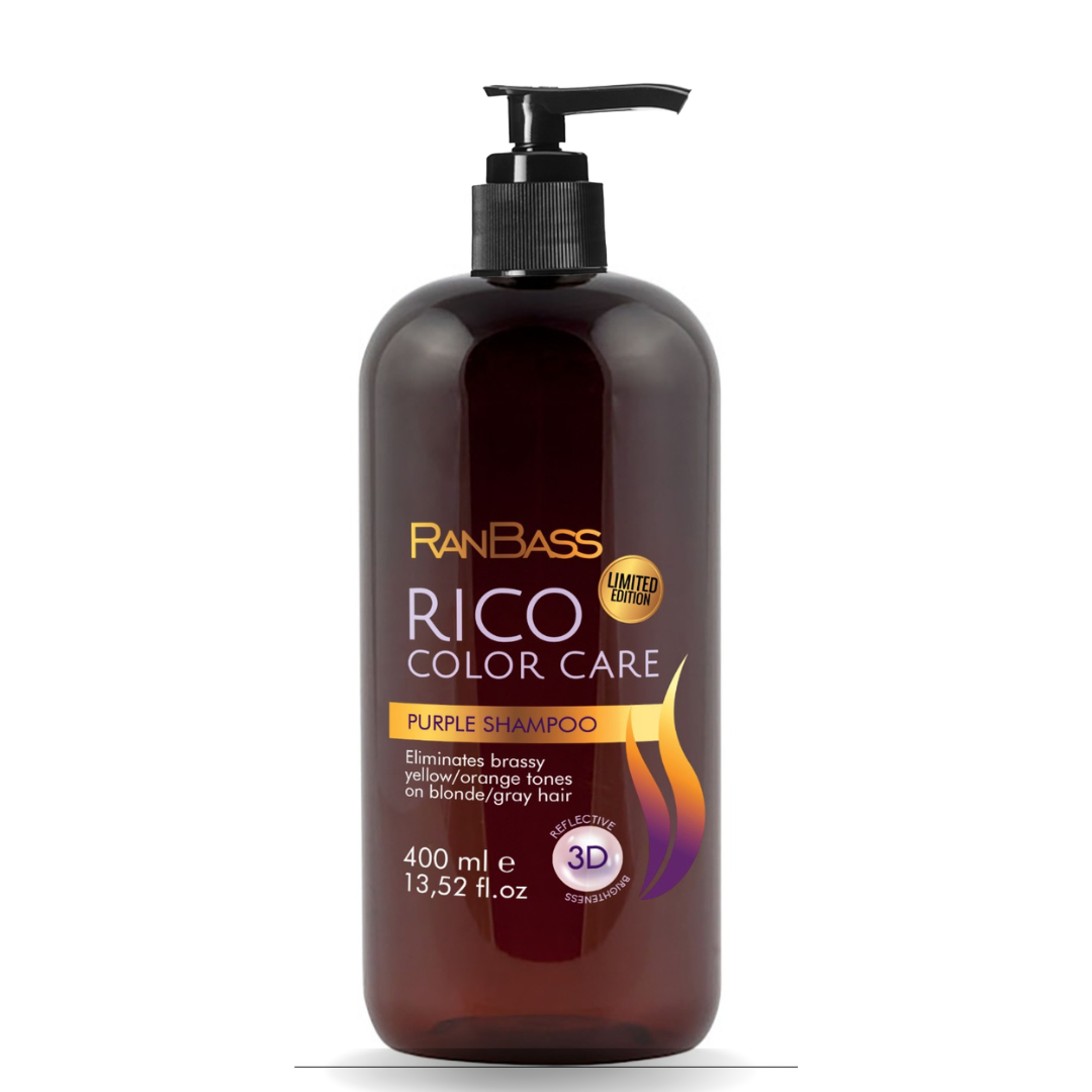 RICO COLOR CARE PURPLE SHAMPOO - LIMITED EDITION - 400ml / 13.52fl oz - For blonde and gray hair. Neutralizes unwanted yellow and orange tones.