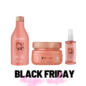 Rose Gold Set - 3 Steps (Shampoo + Mask + Leave-in) - For brittle hair that needs growth and resistance. WITH BIOTIN.