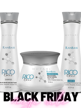 Rico Nano 3 Steps - Daily maintenance Set for hair subjected to Nanoplasty, keratin treatments, and general straightening (Shampoo 8.12 fl. oz + Conditioner 10.58 oz + Leave-in 8.12 fl. oz). All steps are SULFATE-FREE and feature COLOR SAFE  technology.