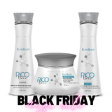 Rico Nano 3 Steps - Daily maintenance Set for hair subjected to Nanoplasty, keratin treatments, and general straightening (Shampoo 8.12 fl. oz + Conditioner 10.58 oz + Leave-in 8.12 fl. oz). All steps are SULFATE-FREE and feature COLOR SAFE  technology.