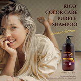RICO COLOR CARE PURPLE SHAMPOO - LIMITED EDITION - 400ml / 13.52fl oz - For blonde and gray hair. Neutralizes unwanted yellow and orange tones.